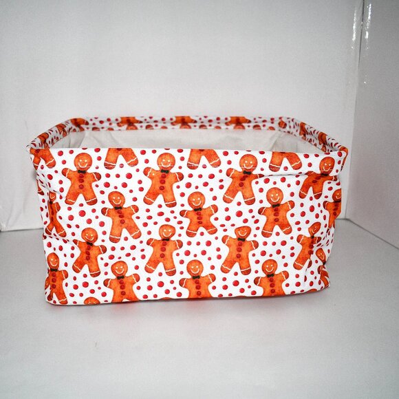 Gingerbread Man Storage Basket, Large Collapsible Fabric Bin with Handles, NWT - Picture 1 of 6